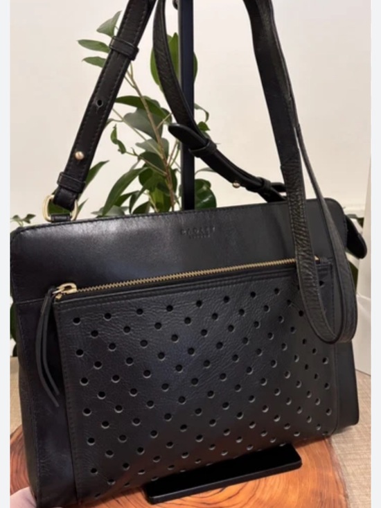 RADLEY LONDON Handbags - RADLEY LONDON Black Perforated Leather Crossbody with Gold Hardware